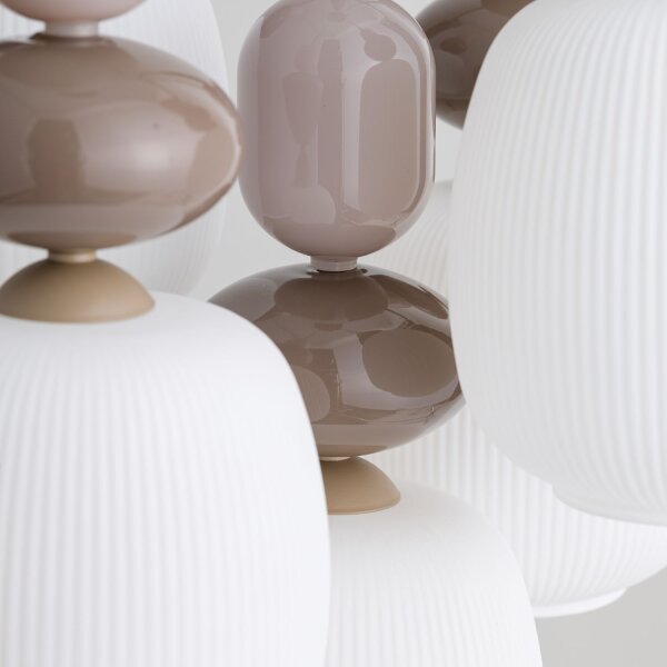 Pendelleuchte Glas Stahl Sand E14 B:42 cm blendarm