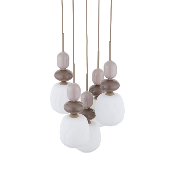 Pendelleuchte Glas Stahl Sand E14 B:42 cm blendarm