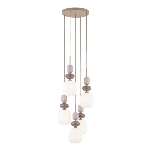 Pendelleuchte Glas Stahl Sand E14 B:42 cm blendarm