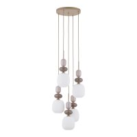 Pendelleuchte Glas Stahl Sand E14 B:42 cm blendarm