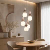 Pendelleuchte Glas Stahl Sand E14 B:42 cm blendarm