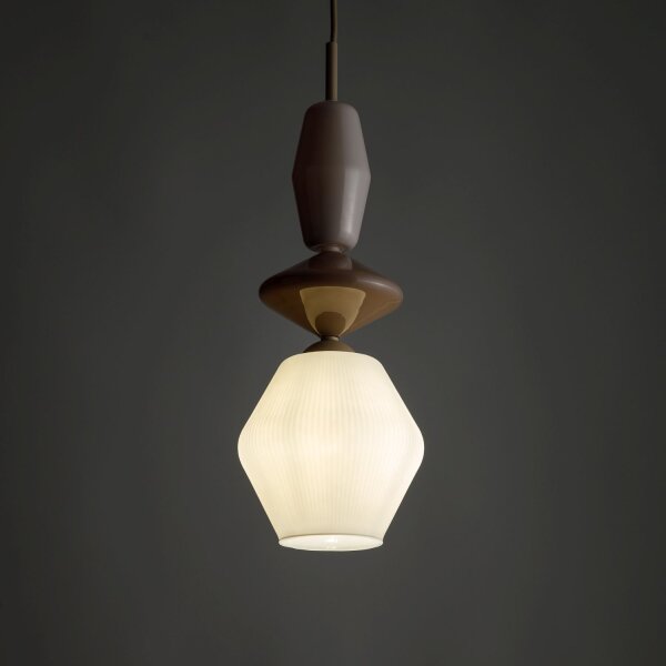 Pendelleuchte Glas Stahl Sandfarben E14 Ø15 cm Modern