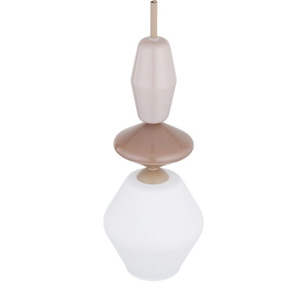 Pendelleuchte Glas Stahl Sandfarben E14 Ø15 cm Modern