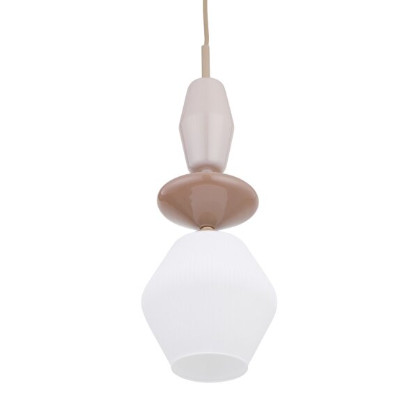 Pendelleuchte Glas Stahl Sandfarben E14 Ø15 cm Modern