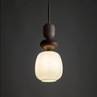 Runde Pendelleuchte Glas Stahl Sandfarben E14 Ø15 cm