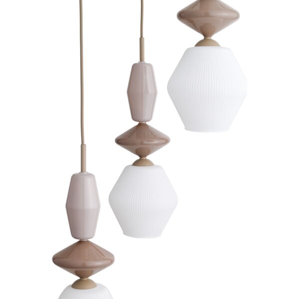 Hängelampe Modern Glas Stahl Sand E14 Ø42 cm 3-flammig