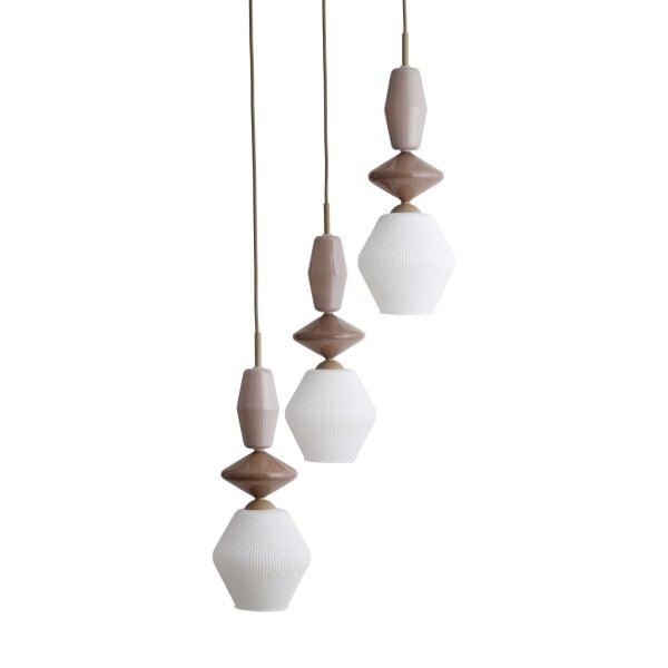 Hängelampe Modern Glas Stahl Sand E14 Ø42 cm 3-flammig