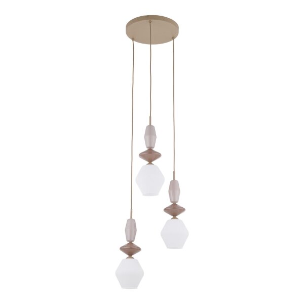 Hängelampe Modern Glas Stahl Sand E14 Ø42 cm 3-flammig