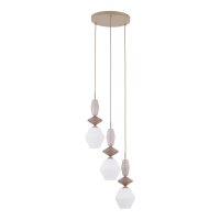 H&auml;ngelampe Modern Glas Stahl Sand E14 &Oslash;42 cm 3-flammig