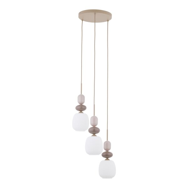 Runde Hängelampe Glas Stahl Sand E14 Ø42 cm 3-flammig