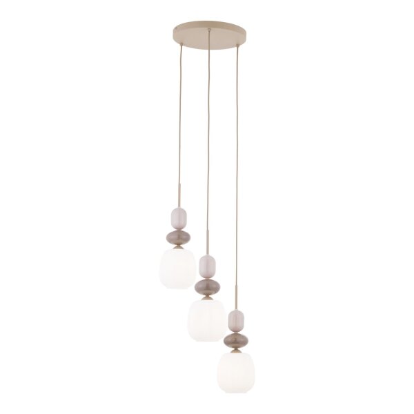 Runde Hängelampe Glas Stahl Sand E14 Ø42 cm 3-flammig