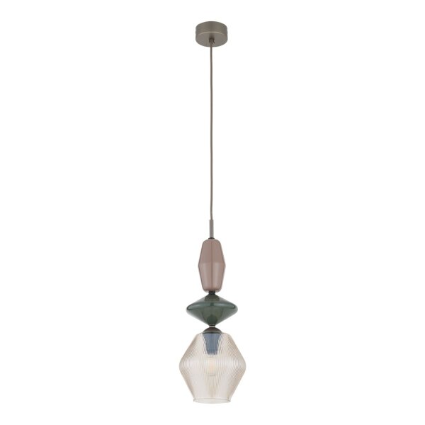 Hängelampe Glas Stahl Cognac Braun E14 Ø15 cm blendarm