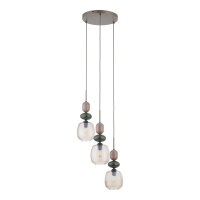 Pendelleuchte 3-flammig Glas Cognac Braun E14 Ø42 cm