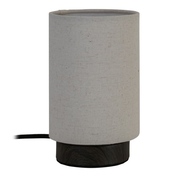 Tischlampe Holz dunkel Stoff Beige E14 H:19 cm