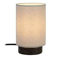 Tischlampe Holz dunkel Stoff Beige E14 H:19 cm