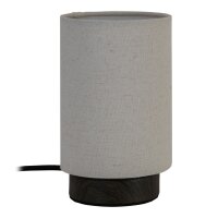 Tischlampe Holz dunkel Stoff Beige E14 H:19 cm