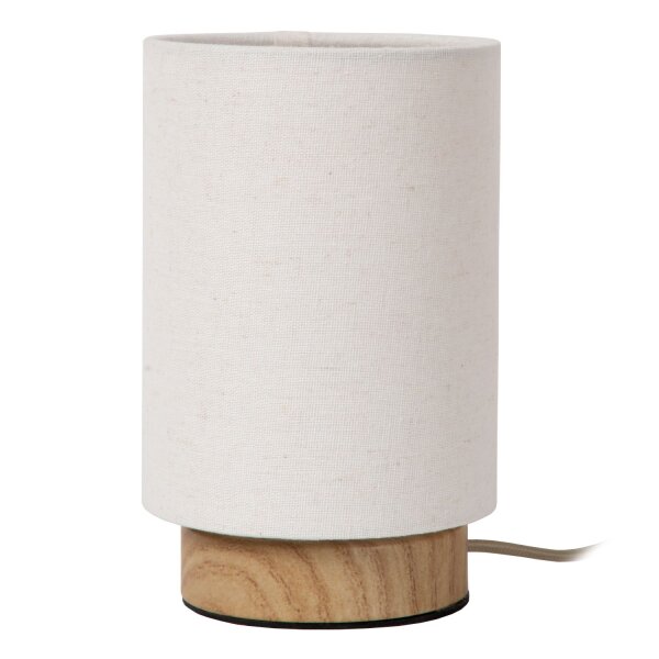 Tischleuchte Holz hell Stoff Beige E14 Ø12 cm rund