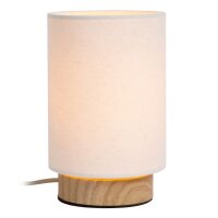 Tischleuchte Holz hell Stoff Beige E14 &Oslash;12 cm rund