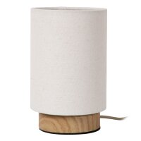 Tischleuchte Holz hell Stoff Beige E14 Ø12 cm rund