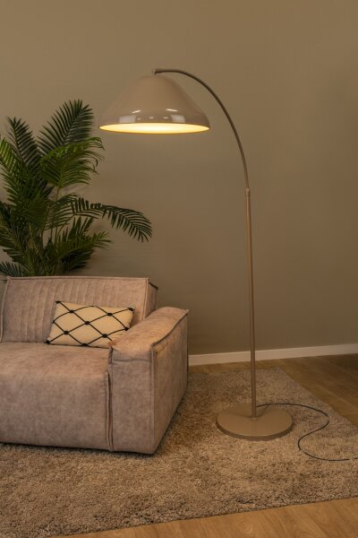 Bogenleuchte XXL Fußschalter Taupe E27 H:210 cm