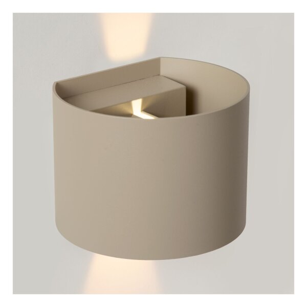 LED Wandleuchte Up Down Taupe CCT 2200-3000K IP54 rund