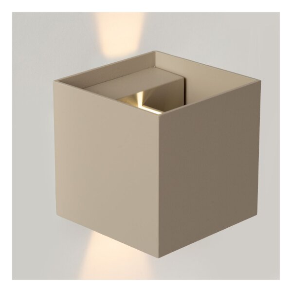 LED Wandlampe Up Down Taupe CCT 2200-3000K IP54 eckig