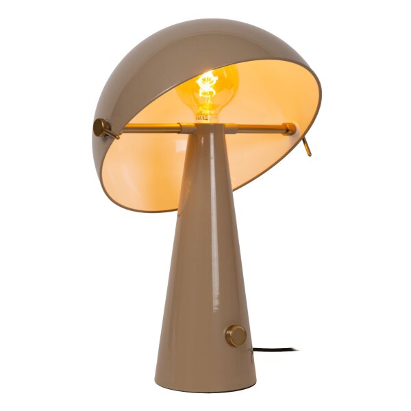 Tischleuchte schwenkbar Drehdimmer Taupe E27 rund