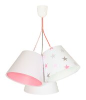H&auml;ngelampe Schirm Wei&szlig; Rosa Sterne Stoff