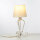 Nachttischlampe Shabby Gold Weiß Stoff Schirm 45cm