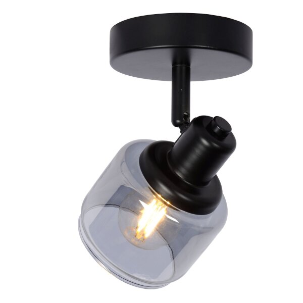 Deckenstrahler schwenkbar Schwarz Rauchglas E14 Retro