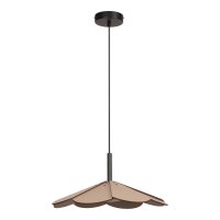 LED H&auml;ngelampe Holz Schwarz Taupe 2700K &Oslash;47 cm rund