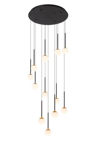 LED Pendelleuchte Glas Schwarz Messing 2200-3300K