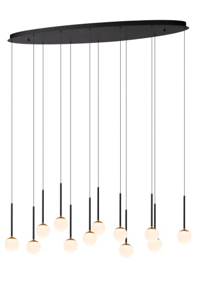 LED Hängelampe Glas Schwarz Messing 2200-3300K 143,2 cm