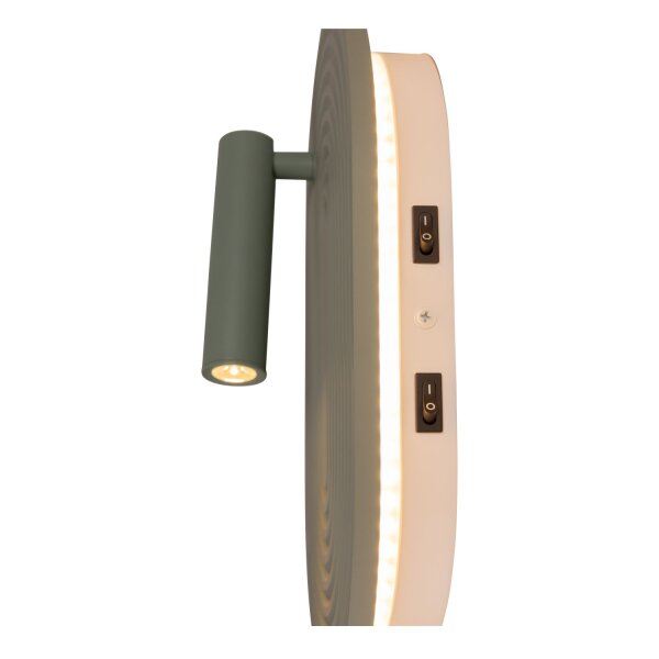 LED Wandlampe mit Schalter Holz Grün 2700K H:28,1 cm
