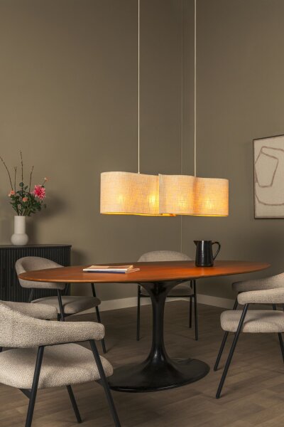 Hängelampe verstellbar Stoff Beige E27 L:95 cm