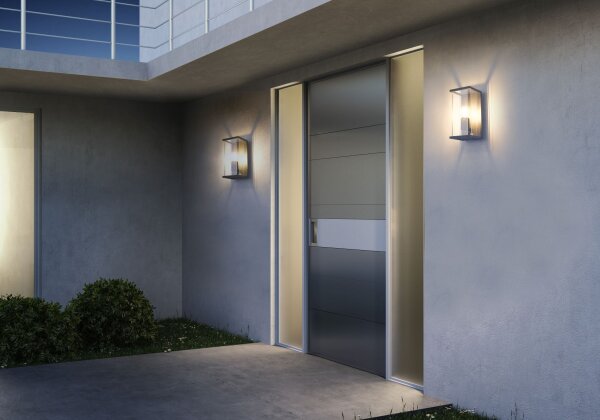 Außenleuchte Bewegungsmelder Glas Anthrazit E27 IP54