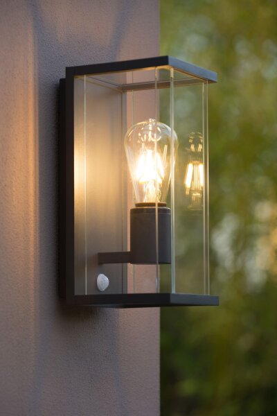 Außenleuchte Bewegungsmelder Glas Anthrazit E27 IP54