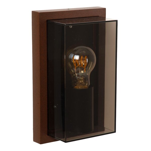 Außenwandleuchte Aluminium Rostbraun Rauchglas E27 IP65