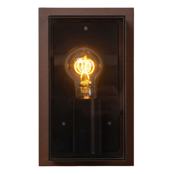 Außenwandleuchte Aluminium Rostbraun Rauchglas E27 IP65