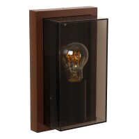 Außenwandleuchte Aluminium Rostbraun Rauchglas E27...