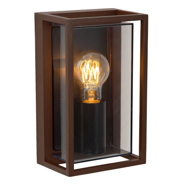 Außenleuchte Alu Rostbraun Rauchglas E27 IP65 B:14,5 cm