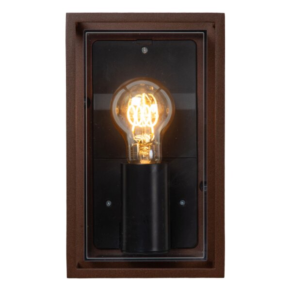 Außenleuchte Alu Rostbraun Rauchglas E27 IP65 B:14,5 cm