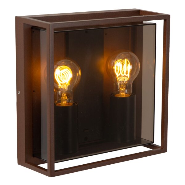 Außenleuchte Alu Rostbraun Rauchglas E27 IP65 T:10,4 cm