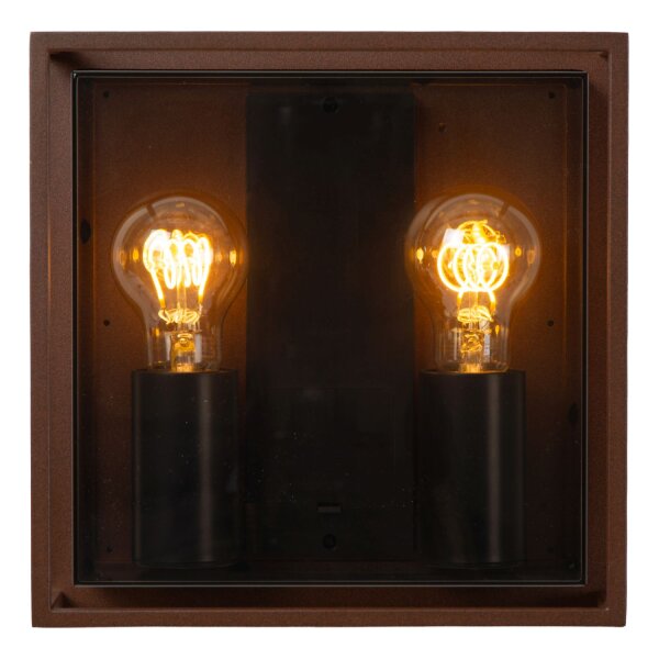 Außenleuchte Alu Rostbraun Rauchglas E27 IP65 T:10,4 cm