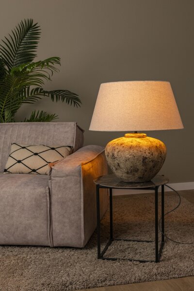 Tischlampe Keramik Braun Weiß E27 H:58 cm Vasenform