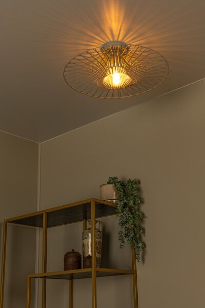 Deckenlampe Stahl Taupe Gitterschirm E27 Ø50 cm rund