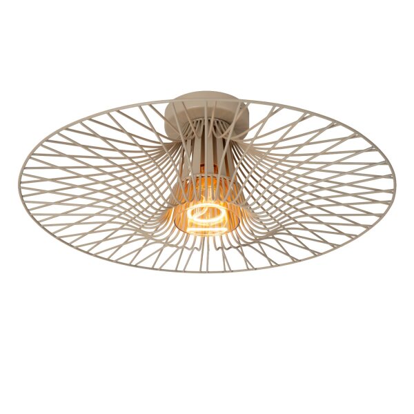 Deckenlampe Stahl Taupe Gitterschirm E27 Ø50 cm rund