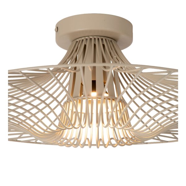 Deckenlampe Stahl Taupe Gitterschirm E27 Ø50 cm rund