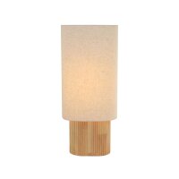 Tischlampe Holz Stoff Natur Wei&szlig; E27 H:70 cm modern
