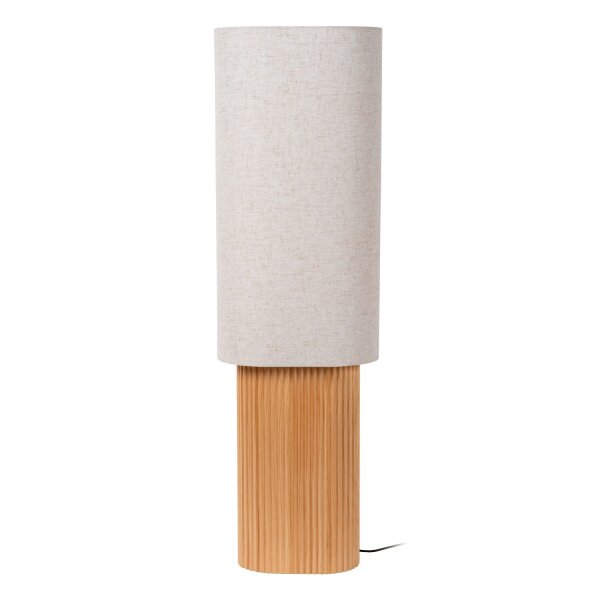 Stehlampe Fußschalter Holz Stoff Natur Weiß E27 100 cm